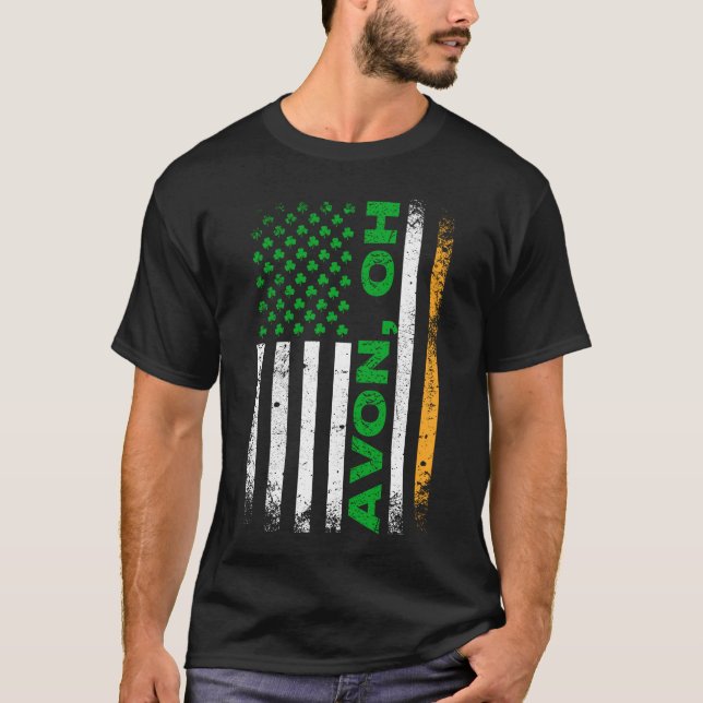 T-shirt Drapeau irlandais américain Avon, OH (Devant)