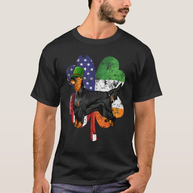 T-shirt Drapeau irlandais américain Gordon Setter (Devant)