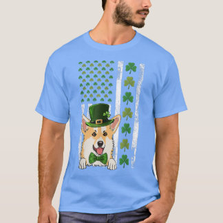 T-shirt Drapeau irlandais américain Irlande Vintage Corgi 