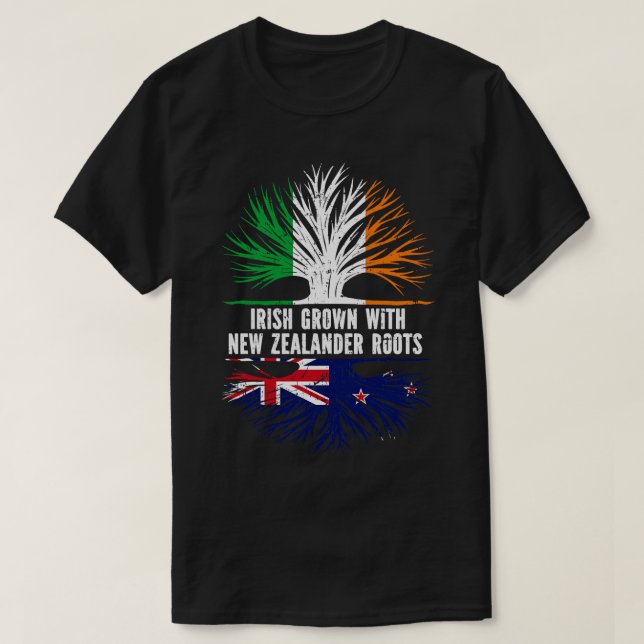 T-shirt Drapeau Irlandais Avec Racines Néo-Zélandaises Irl (Design devant)