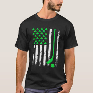 T-shirt Drapeau irlandais de hockey rétro-américain de la 
