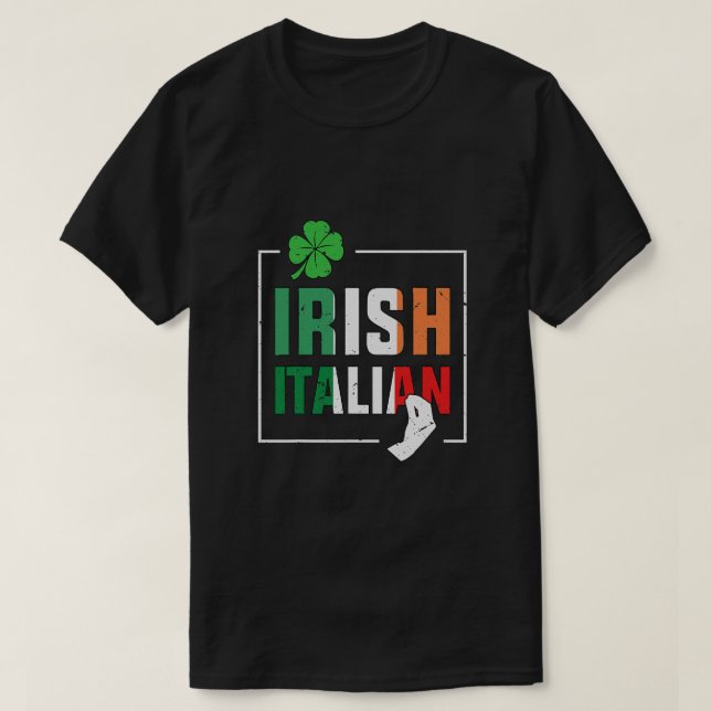 T-shirt Drapeau irlandais demi-irlandais italien irlandais (Design devant)