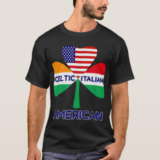 T-shirt Drapeau Irlandais Italien Américain Et Shamrock Ce