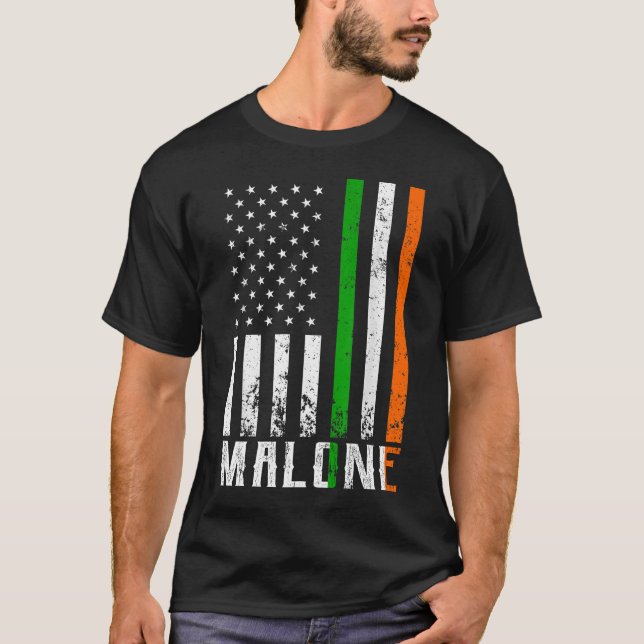 T-shirt Drapeau irlandais MALONE Famille Américaine (Devant)