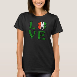 T-shirt Drapeau irlandais St Patrick's Day Love Four Leaf 