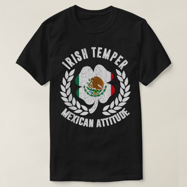 T-shirt Drapeau irlandais Temper mexicain d'attitude (Design devant)