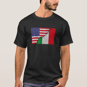 T-shirt Drapeau Italien Américain Pour La Moitié Amérique 