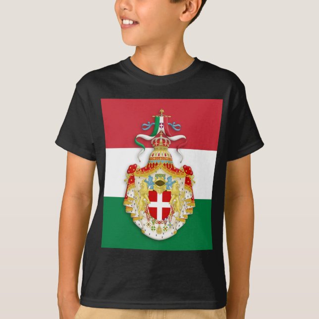 T-shirt Drapeau italien avec insigne du Royaume d'Italie (Devant)