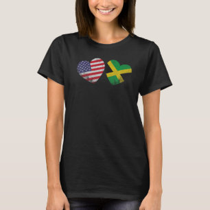 T-shirt Drapeau Jamaïcain-Américain de coeur Famille patri