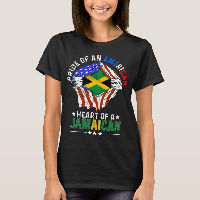 T-shirt Drapeau Jamaïcain Américain Étranger (Devant)