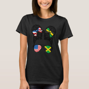 T-shirt Drapeau jamaïcain demi-américain fille USA Jamaïqu