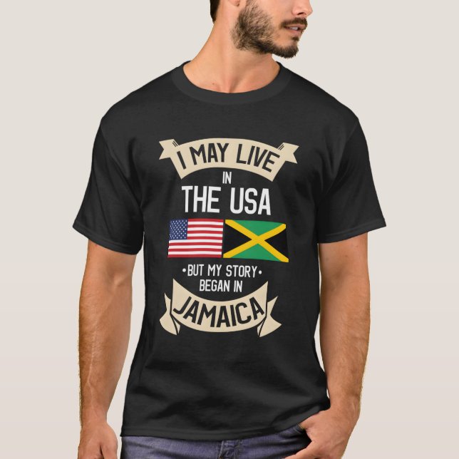 T-shirt Drapeau jamaïcain États-Unis Racines jamaïcaines (Devant)