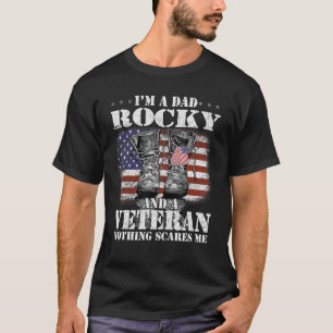 T-shirt Drapeau Je suis un papa Rocky et un vétéran Rien n