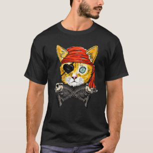 T-shirt Drapeau Jolly Roger au Visage de Chat Pirate Migno