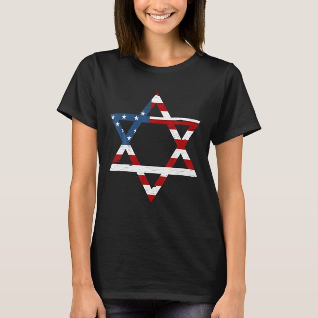 T-shirt Drapeau Juif-Américain Star De David (Devant)