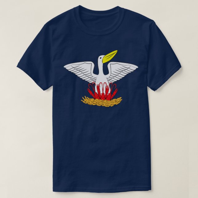 T-shirt Drapeau LA de la Louisiane Brown Pélican (Design devant)