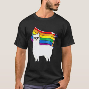 T-shirt Drapeau LGBT Lama Gay Lesbienne Résiste Hommes Fem
