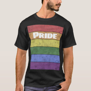T-shirt Drapeau LGBT vintage texte blanc en détresse Fiert