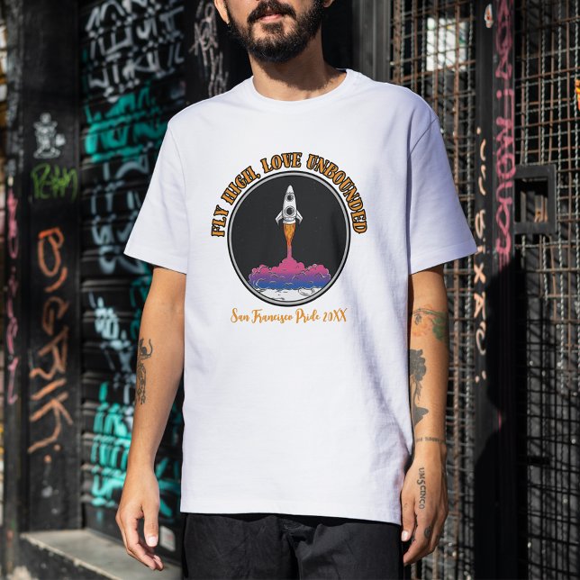 T-shirt Drapeau LGBTQ Bisexuel, Vol haut, Amour sans limit (Créateur téléchargé)