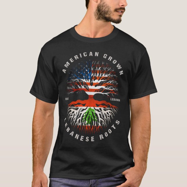 T-shirt Drapeau libanais des racines américaines (Devant)