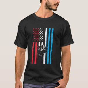 T-shirt Drapeau luxembourgeois USA Amérique Poing luxembou