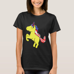 T-shirt Drapeau Mane caricature Unicorn Yellow Patriotic U