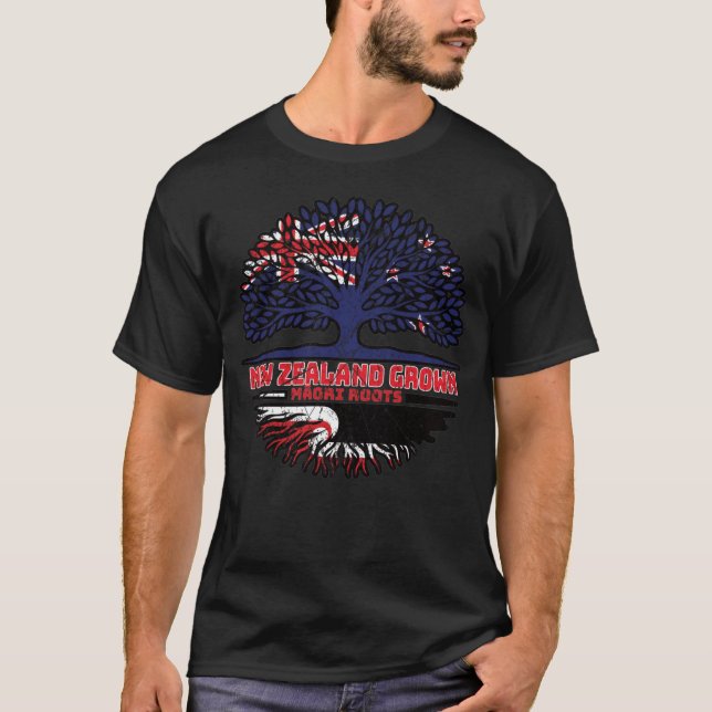 T-shirt Drapeau Maori Nouvelle-Zélande des racines d'arbre (Devant)