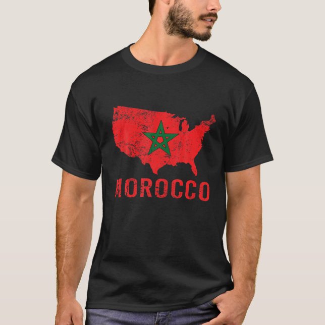 T-shirt Drapeau Marocain Américain Maroc Soccer Supp (Devant)