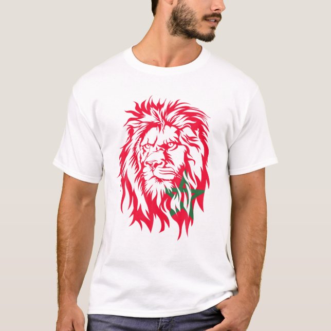 T-shirt Drapeau Marocain Américain Maroc Soccer Supp (Devant)