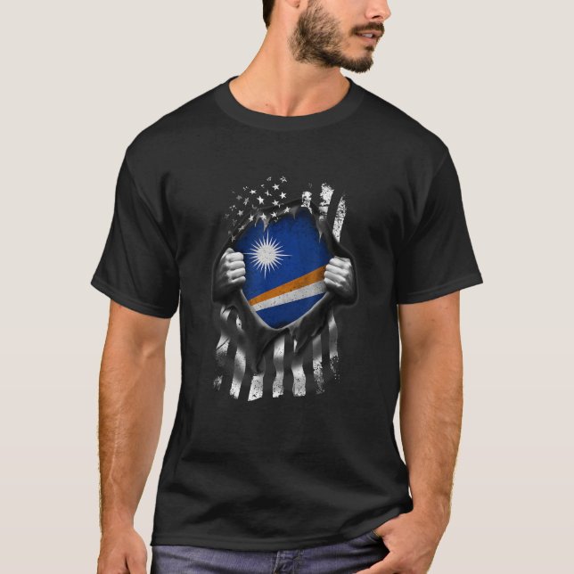 T-shirt Drapeau marshalais américain T Chemise Îles Marsha (Devant)