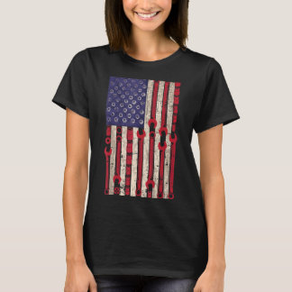 T-shirt Drapeau mécanique américain 4 juillet Patriotique 