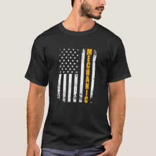 T-shirt Drapeau Mécanique Américain Usa Patriotique Fier M