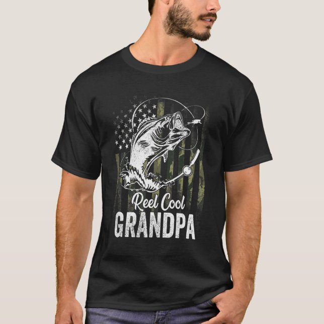 T-shirt Drapeau Mens Camo Imprimer Reel Cool Grand-Père Pè (Devant)