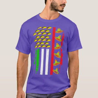 T-shirt Drapeau mexicain américain avec sombrero et taco C