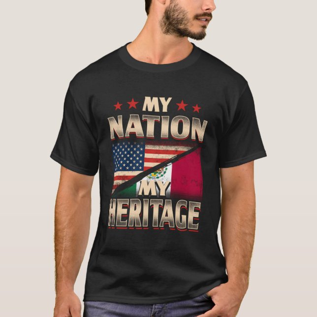 T-shirt Drapeau mexicain américain Mexique Amérique États- (Devant)