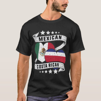 T-shirt Drapeau Mexicain Et Costa Ricain