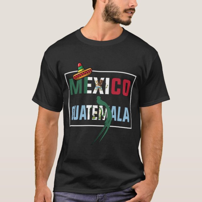 T-shirt Drapeau Mexicain Et Guatémaltèque (Devant)