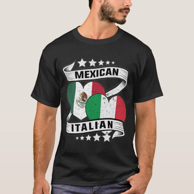 T-shirt Drapeau Mexicain Et Italien (Devant)