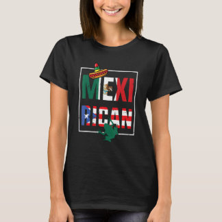 T-shirt Drapeau mexicain porto-ricain, moitié mexicaine