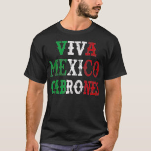 T-shirt Drapeau mexicain Viva Mexico Cabrones Distresse Vi