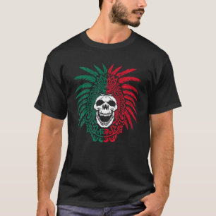 T-shirt Drapeau Mexique Aztec Guerrier Crâne Hecho En Mexi