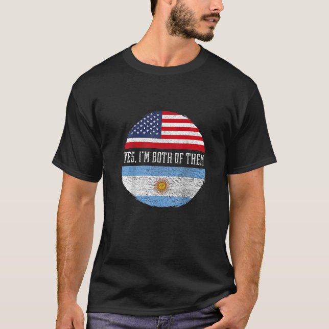 T-shirt Drapeau mi-américain mi-argentin USA Argentine (Devant)