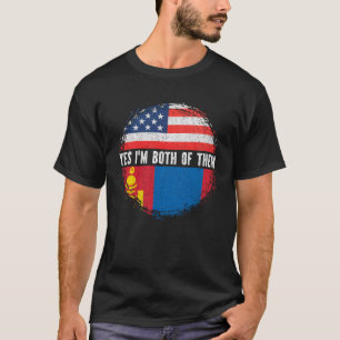 T-shirt Drapeau mi-américain mi-mongol USA Mongolie