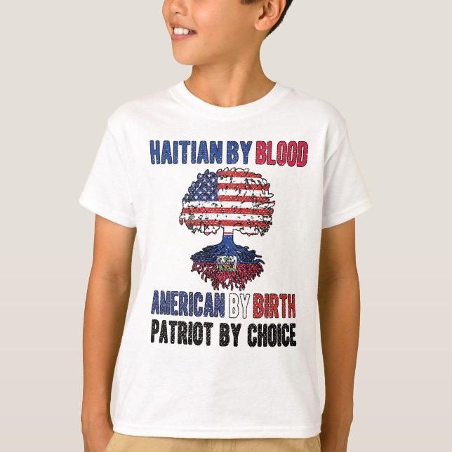 T-shirt Drapeau mi-haïtien mi-américain Haïti USA (Devant)