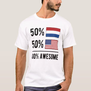 T-shirt Drapeau mi-hollandais mi-américain Pays-Bas USA