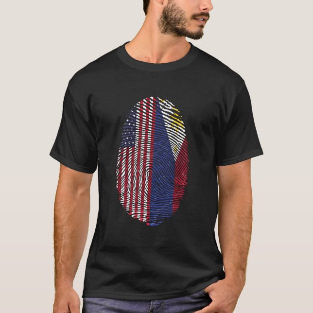 T-shirt Drapeau mi-philippin mi-américain Usa Philippines (Devant)