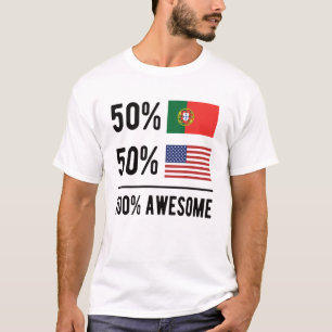 T-shirt Drapeau mi-portugais mi-américain Portugal USA