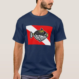 T-shirt Drapeau mignon de piqué de Triggerfish de clown d