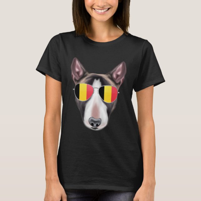 T-shirt Drapeau minier Bull Terrier Chien Belgique Po (Devant)