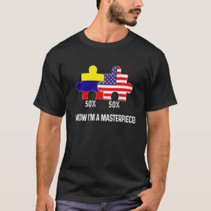 T-shirt Drapeau moitié américain moitié colombien combiné